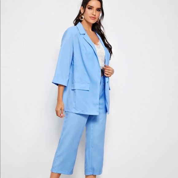 Roll up Sleeve Blazer and Straight Leg Cropped Pants for Women. Brand New - Picture 2 of 4